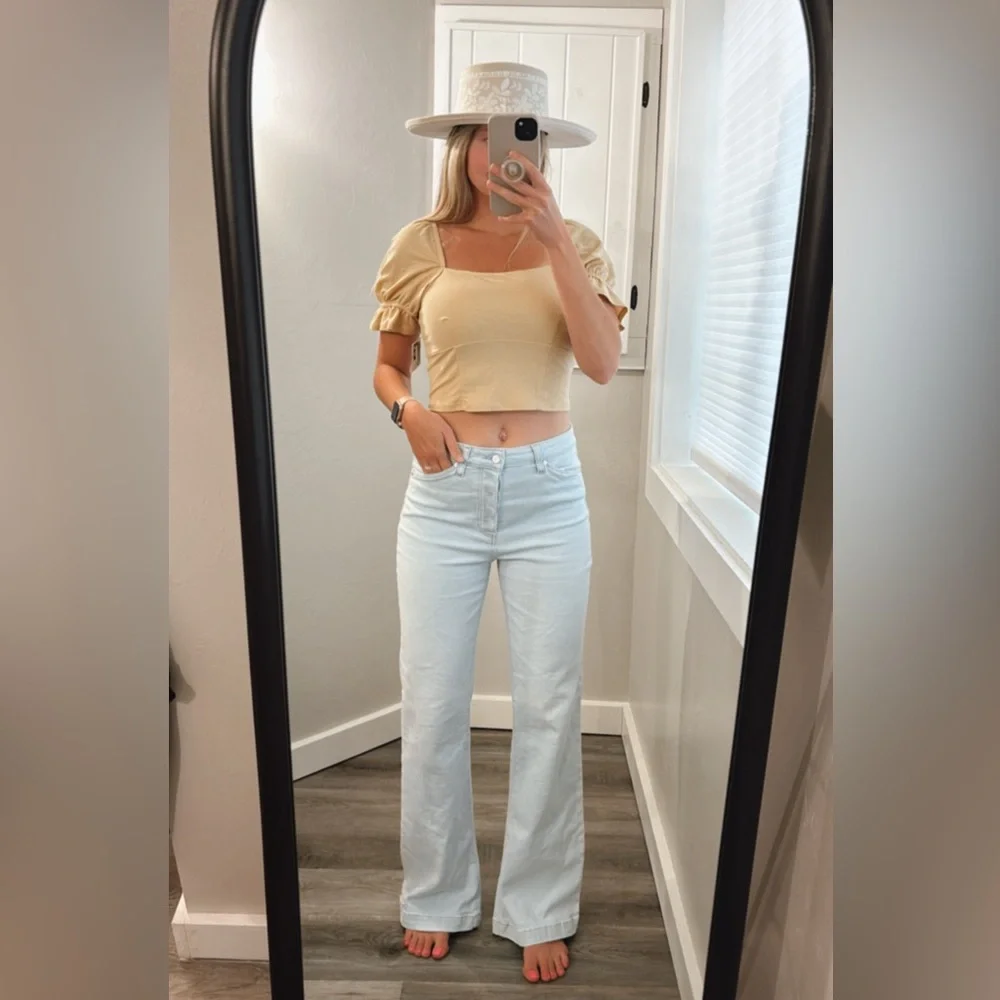 PAIGE Leenah in Light Wash size 28 - PAIGE Light wash wide leg jeans Del Mar - Picture 1 of 13